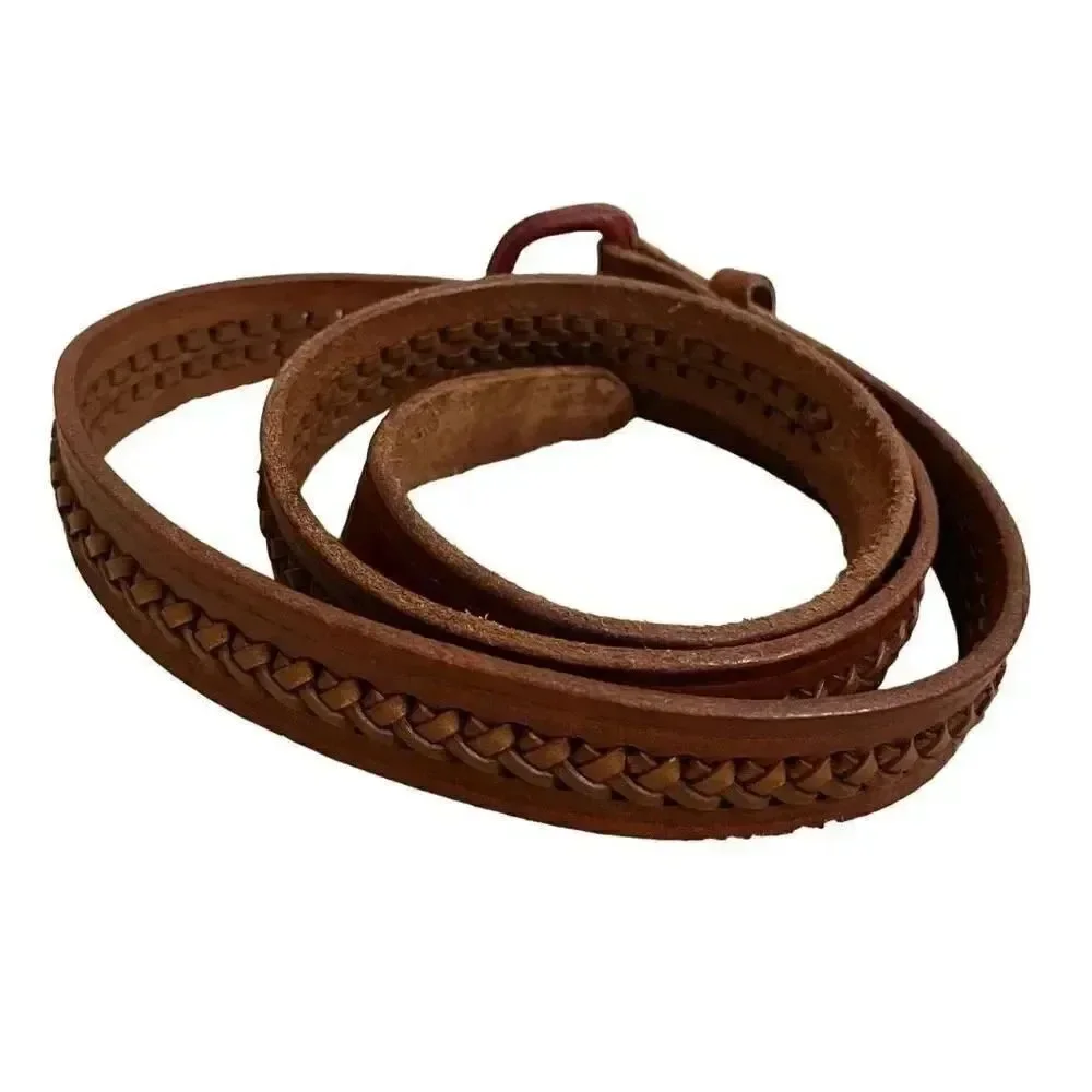 Brown Leather Weaved Western Bohemian Buckle One Size